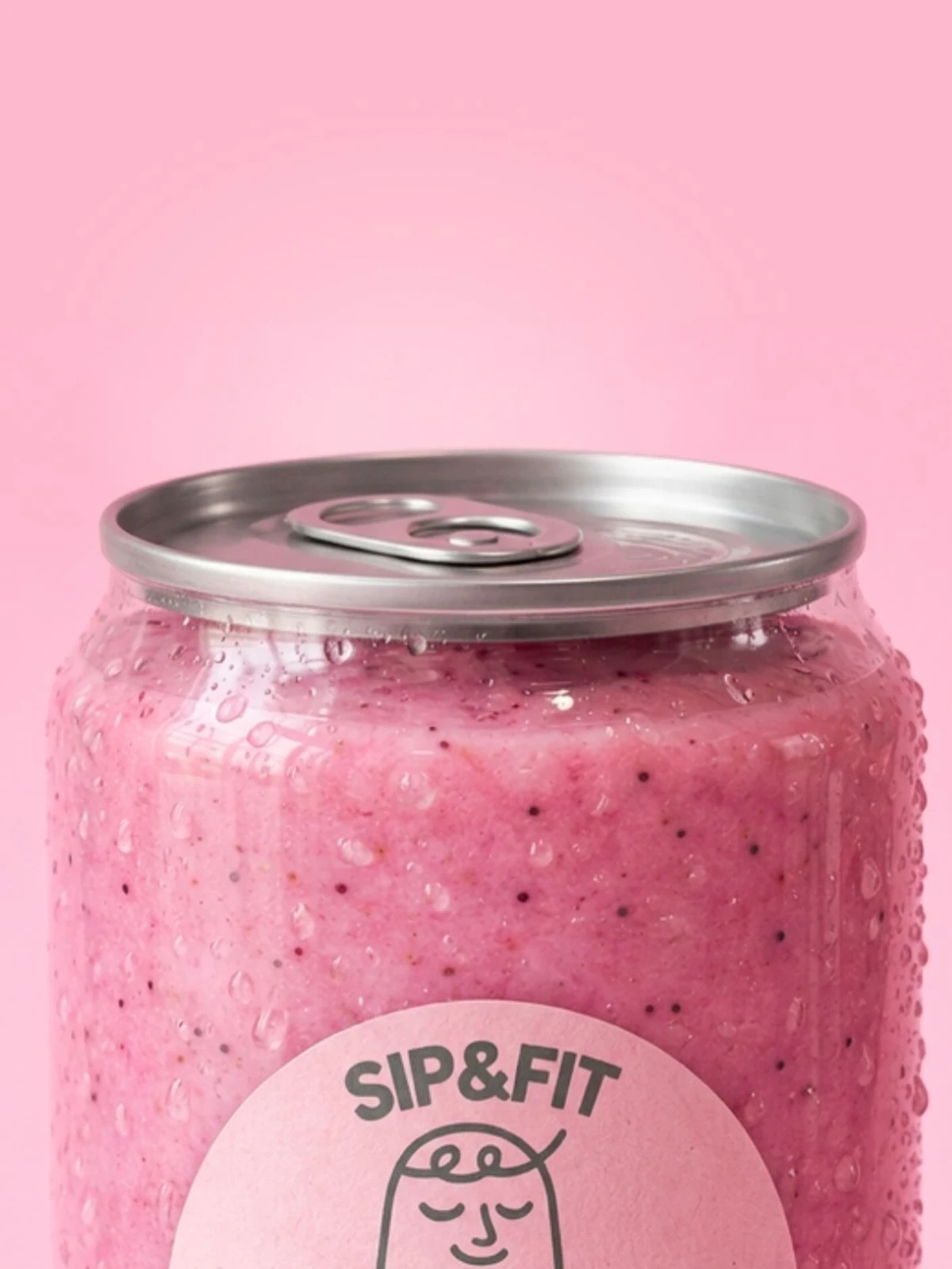 Bebida rosa de SIP & FIT, preparada y servida en nuestra lata